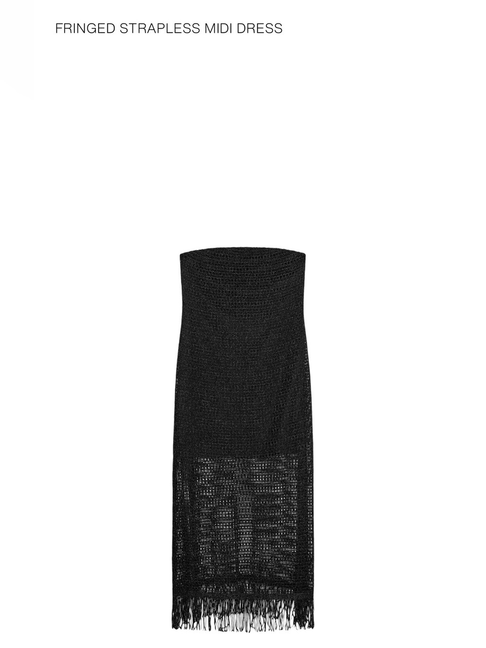 Zara Strapless Fringed Midi Dress in Black